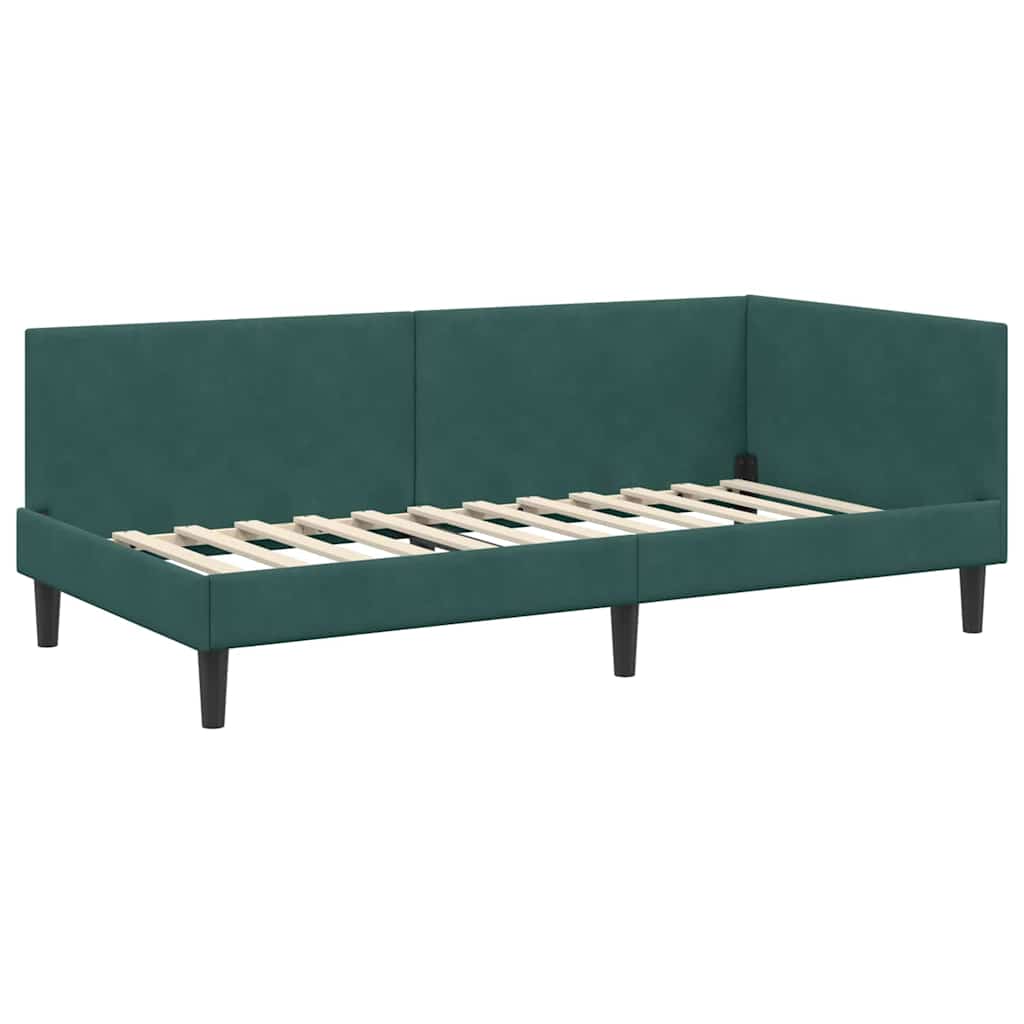 Corner Bed Frame Other with Headboard Dark green 80 x 200 cm