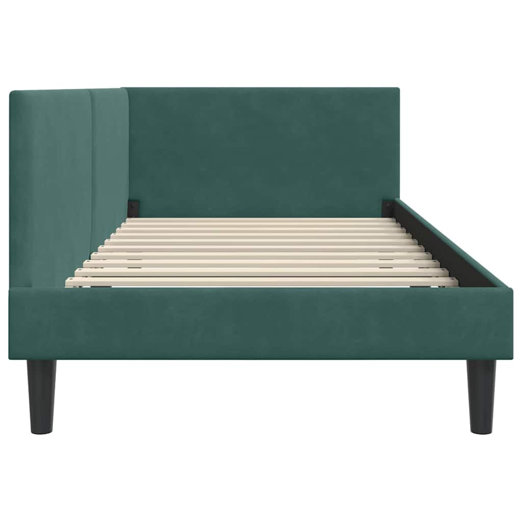 Corner Bed Frame Other with Headboard Dark green 80 x 200 cm