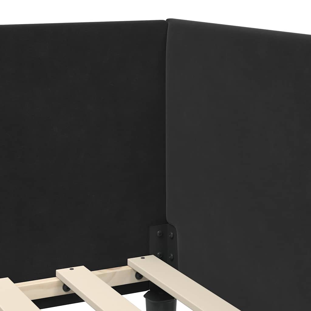 Corner Bed Frame Black 80 x 200 cm Velvet and Engineered wood