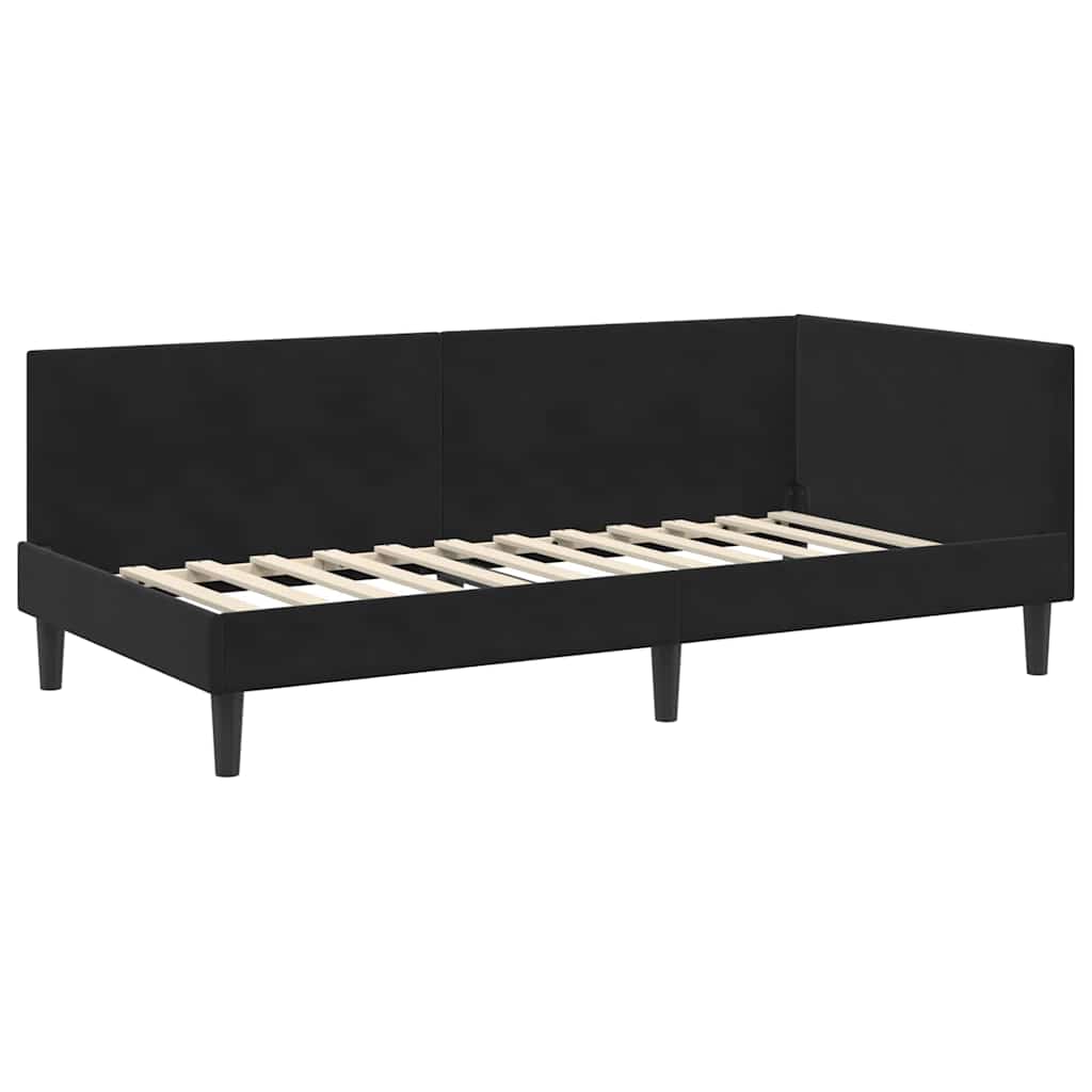 Corner Bed Frame Black 80 x 200 cm Velvet and Engineered wood