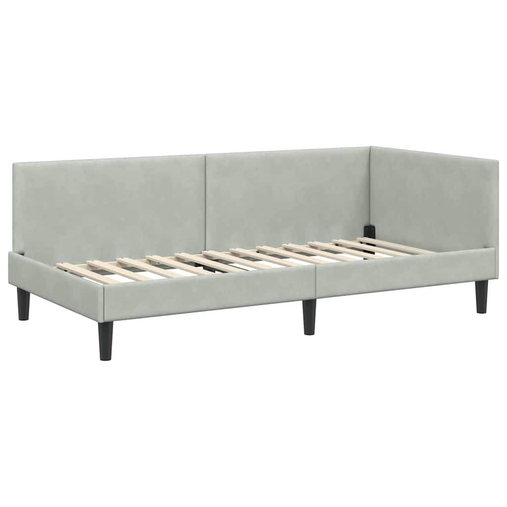 Corner Bed Frame Other with Headboard Light grey 90 x 190 cm