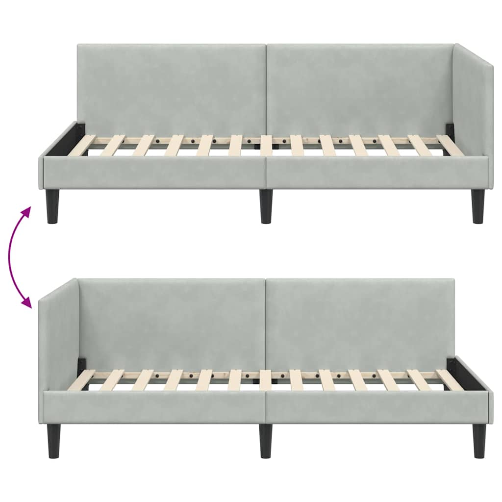 Corner Bed Frame Other with Headboard Light grey 90 x 190 cm