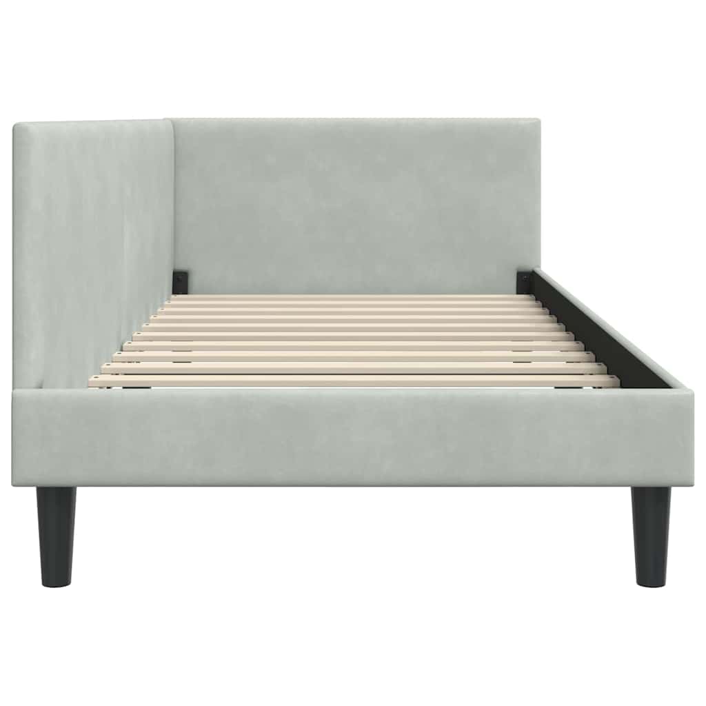 Corner Bed Frame Other with Headboard Light grey 90 x 190 cm