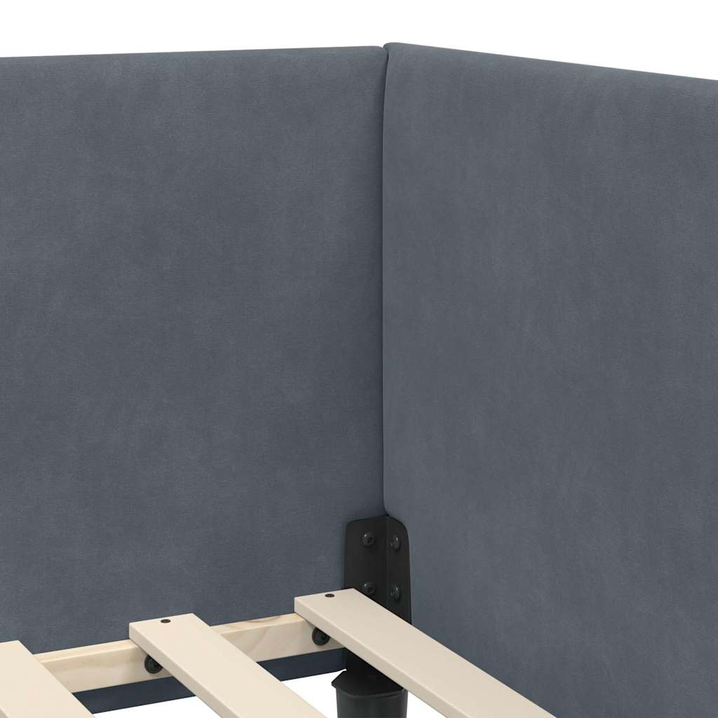 Corner Bed Frame Other with Headboard Dark grey 90 x 190 cm