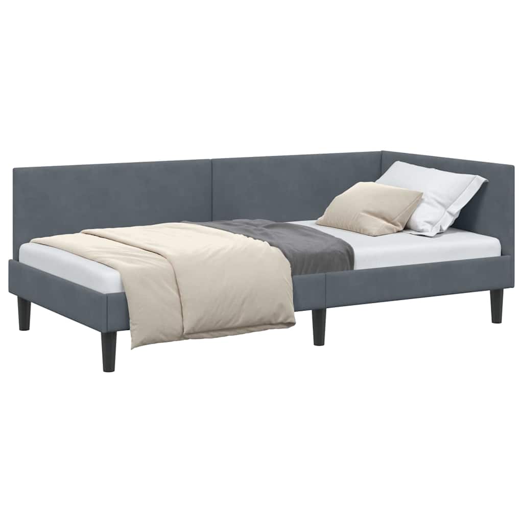 Corner Bed Frame Other with Headboard Dark grey 90 x 190 cm