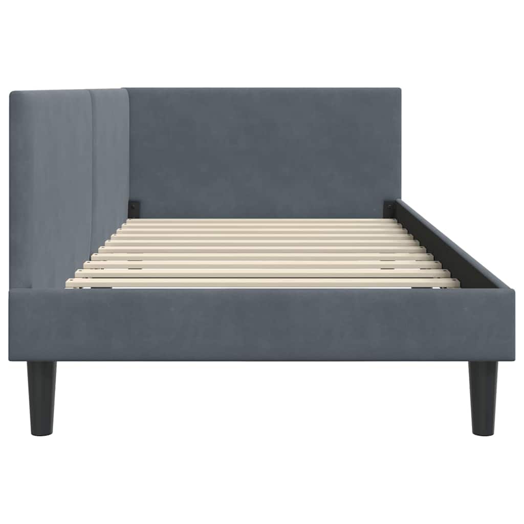 Corner Bed Frame Other with Headboard Dark grey 90 x 190 cm