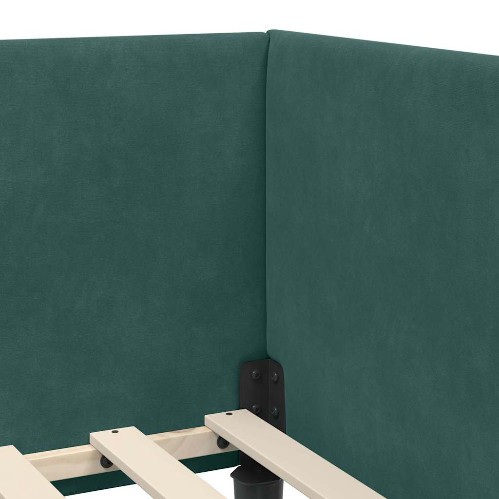 Corner Bed Frame Other with Headboard Dark green 90 x 190 cm