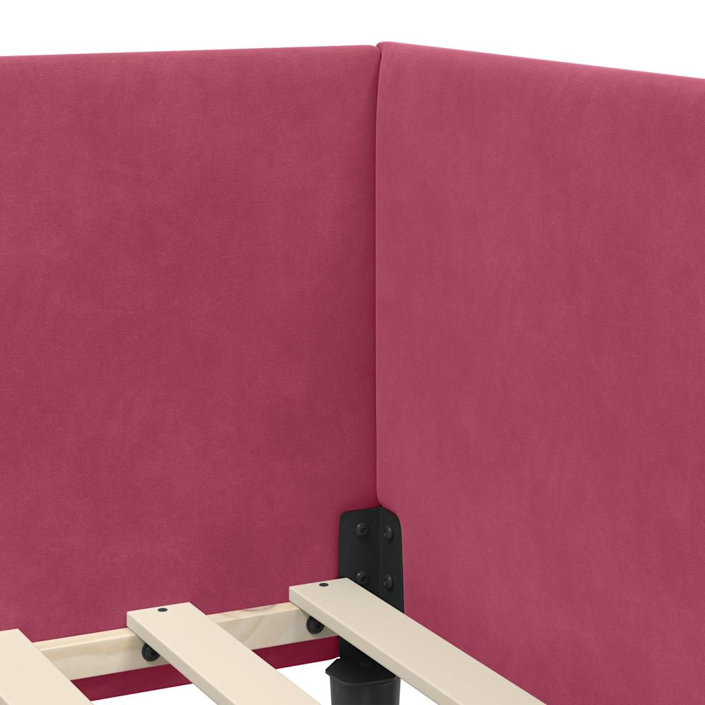 Corner Bed Frame Other with Headboard Wine red 90 x 190 cm
