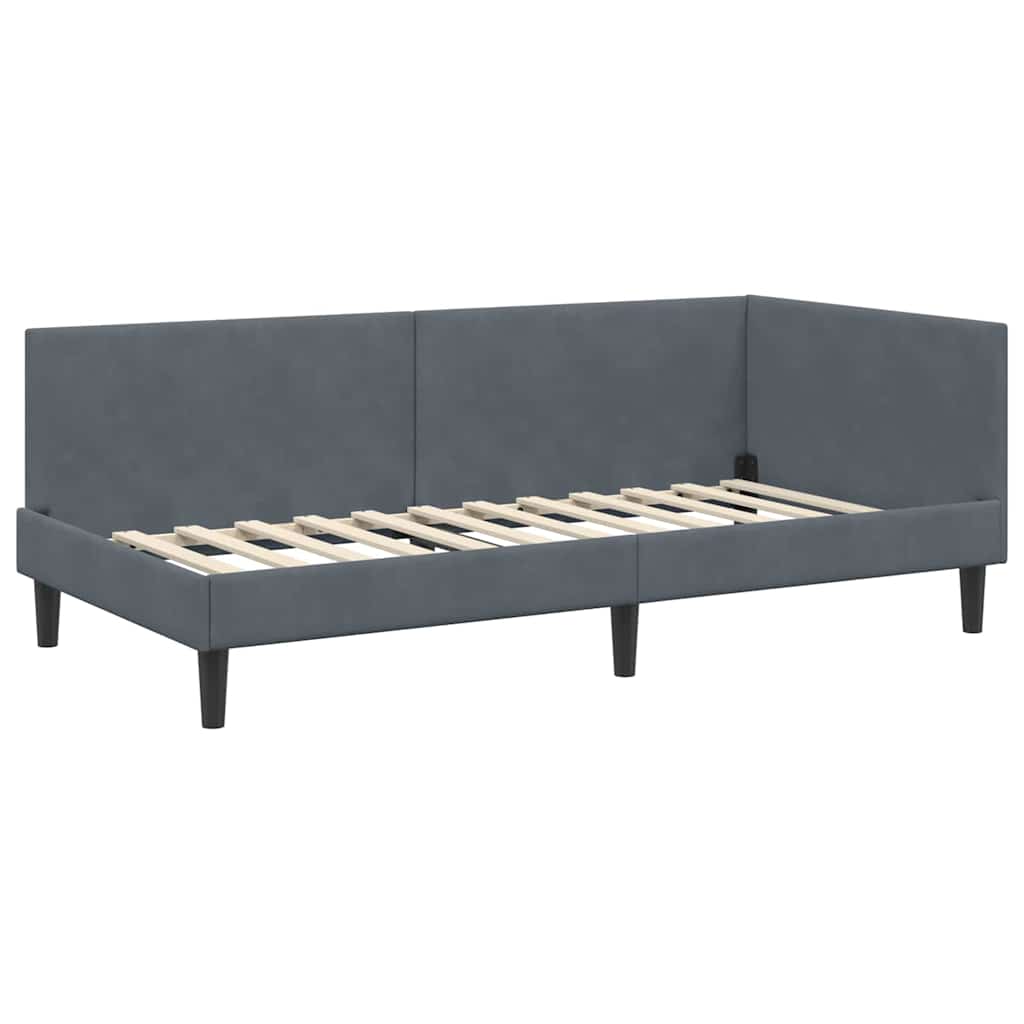 Corner Bed Frame Other with Headboard Dark grey 90 x 200 cm
