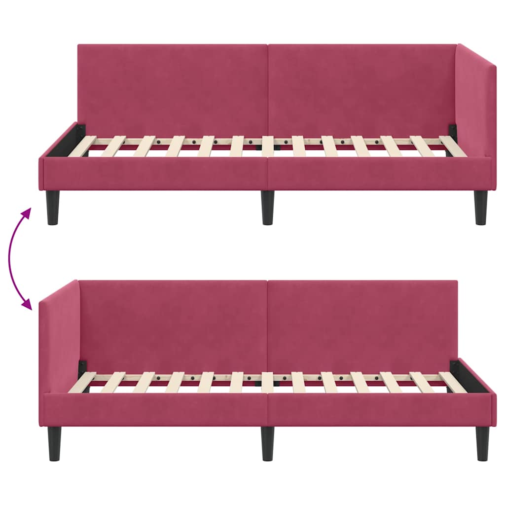 Corner Bed Frame Other with Headboard Wine red 90 x 200 cm