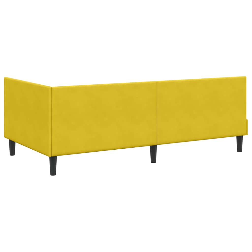 Corner Bed Frame Yellow 90 x 200 cm Velvet and Engineered wood