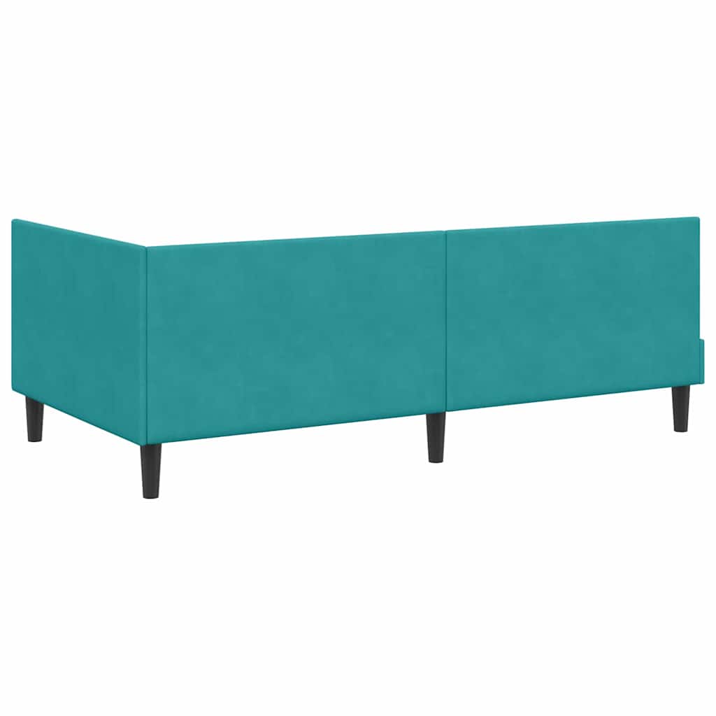 Corner Bed Frame Other with Headboard Turquoise 90 x 200 cm