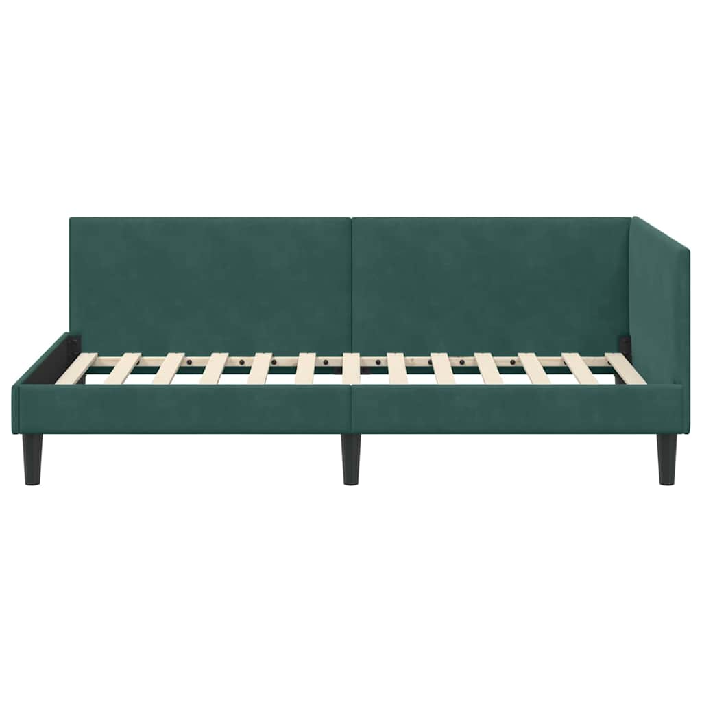 Corner Bed Frame Other with Headboard Dark green 100 x 200 cm