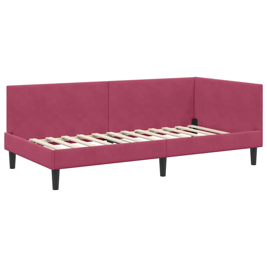 Corner Bed Frame Other with Headboard Wine red 100 x 200 cm