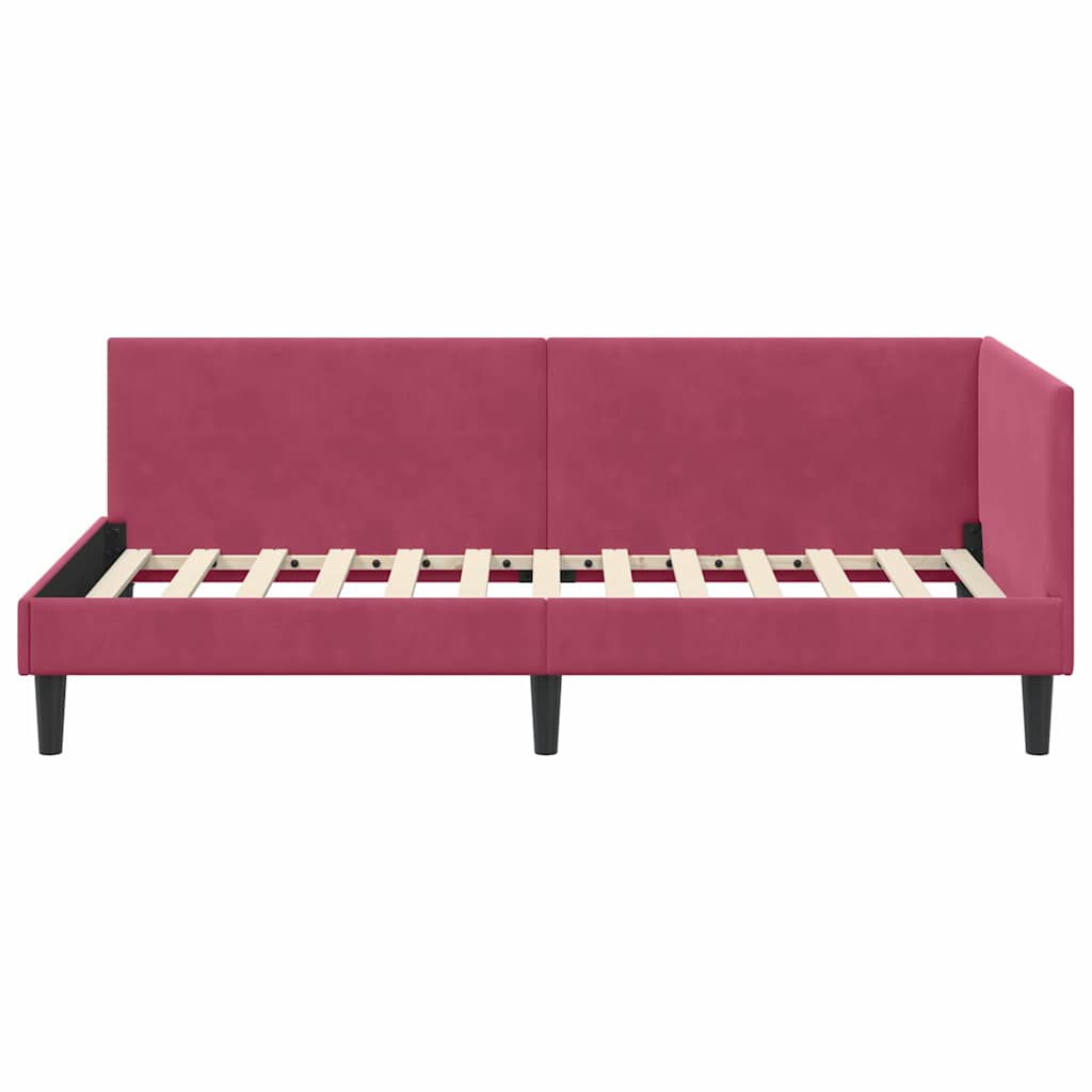 Corner Bed Frame Other with Headboard Wine red 100 x 200 cm