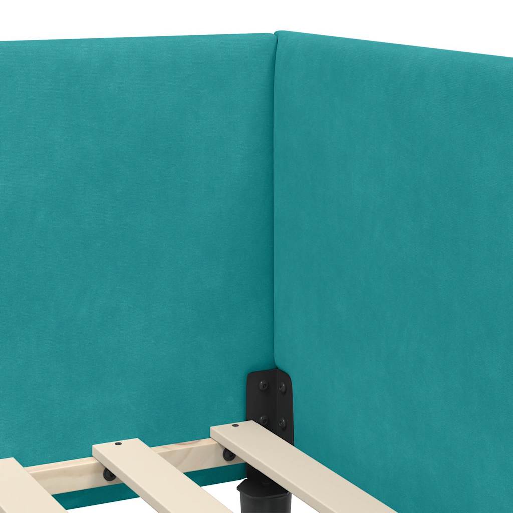 Corner Bed Frame Other with Headboard Turquoise 100 x 200 cm