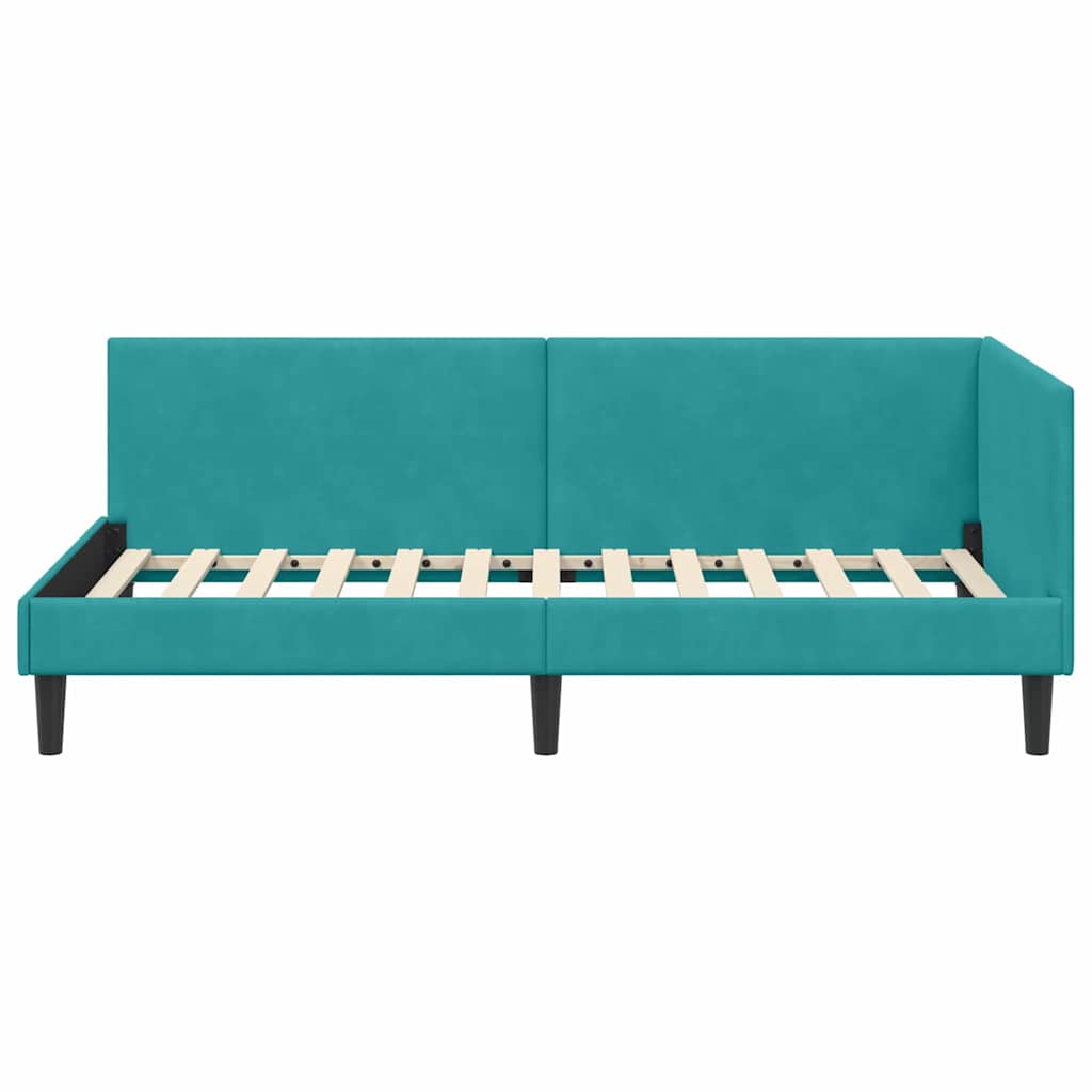 Corner Bed Frame Other with Headboard Turquoise 100 x 200 cm