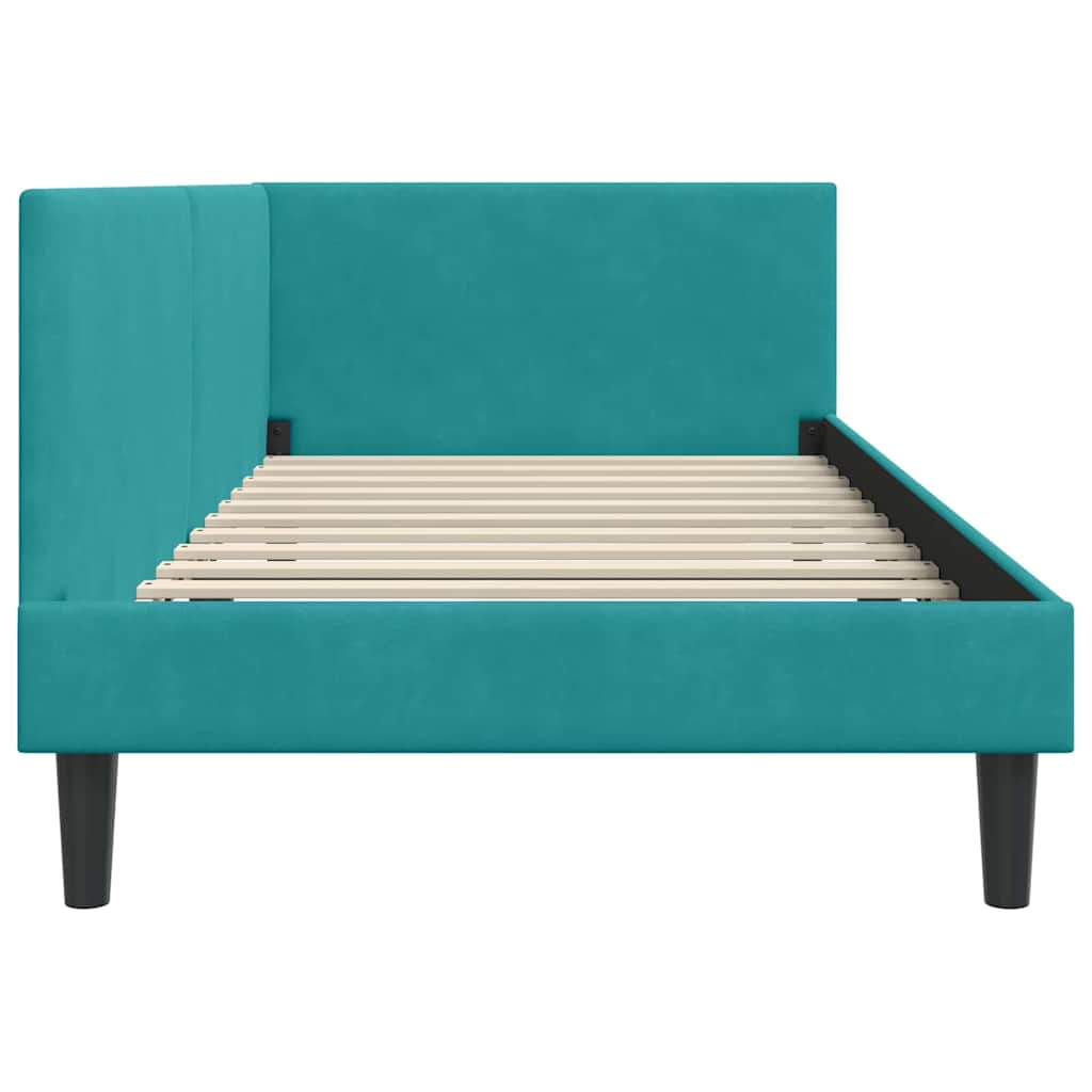 Corner Bed Frame Other with Headboard Turquoise 100 x 200 cm