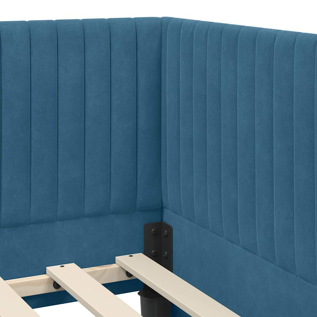 Corner Bed Frame with Headboard Blue 80 x 200 cm Velvet