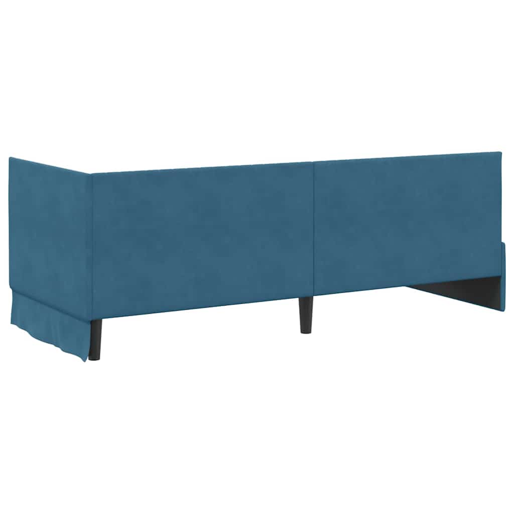 Corner Bed Frame with Headboard Blue 80 x 200 cm Velvet