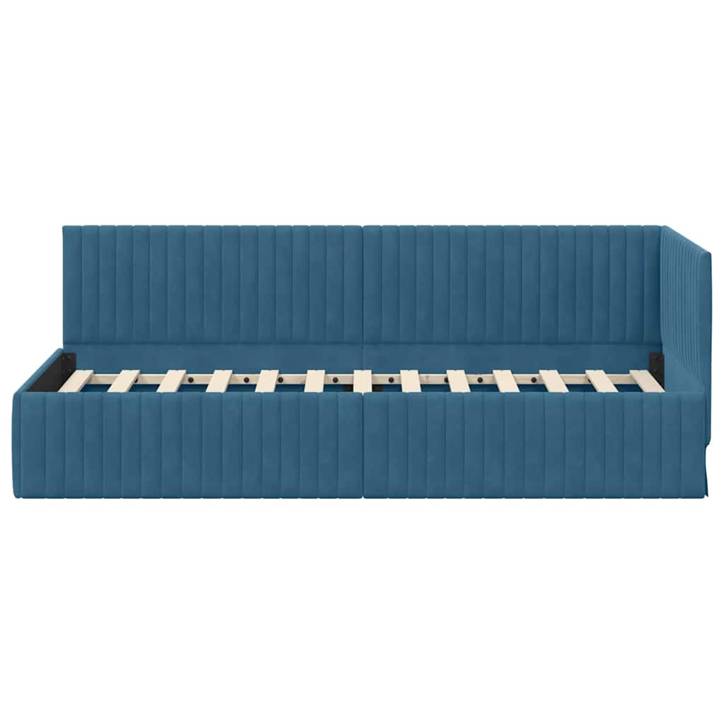 Corner Bed Frame with Headboard Blue 80 x 200 cm Velvet