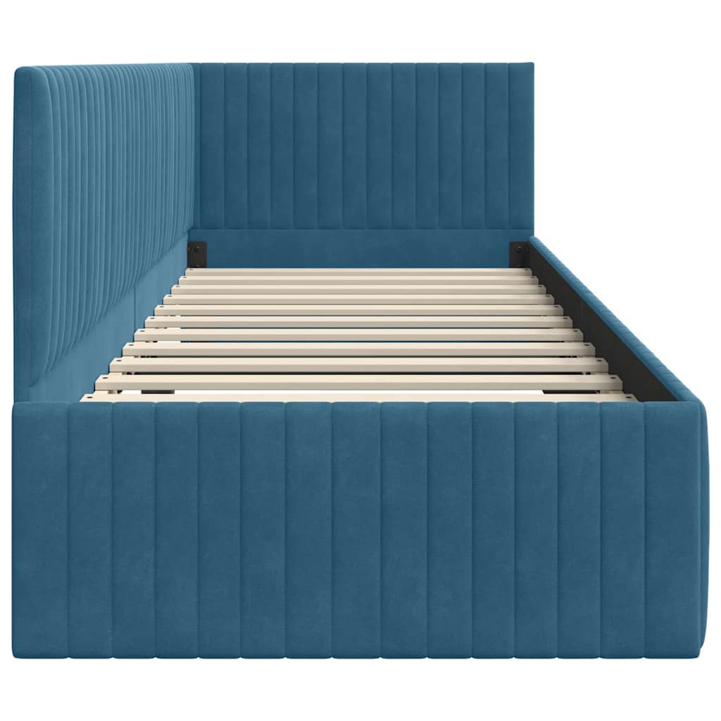 Corner Bed Frame with Headboard Blue 80 x 200 cm Velvet