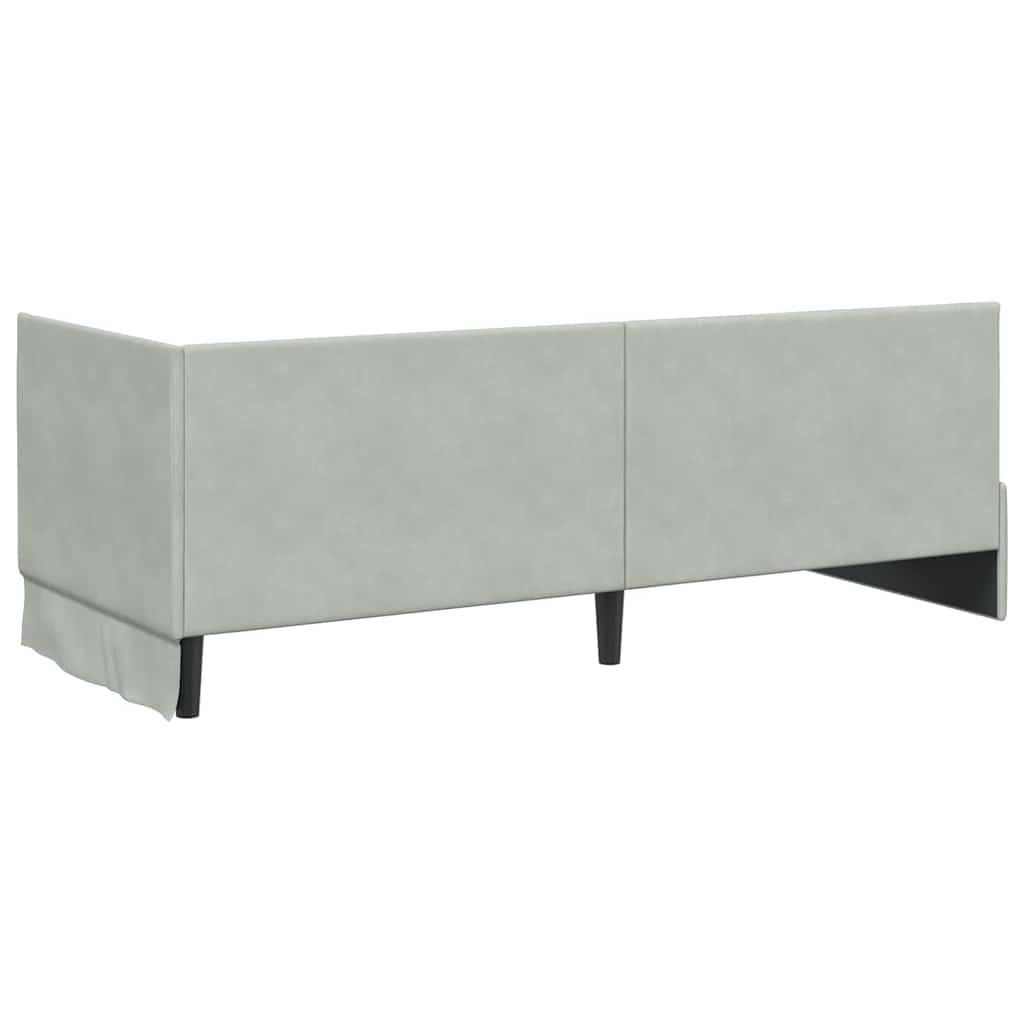 Corner Bed Frame with Headboard Light grey 80 x 200 cm Velvet