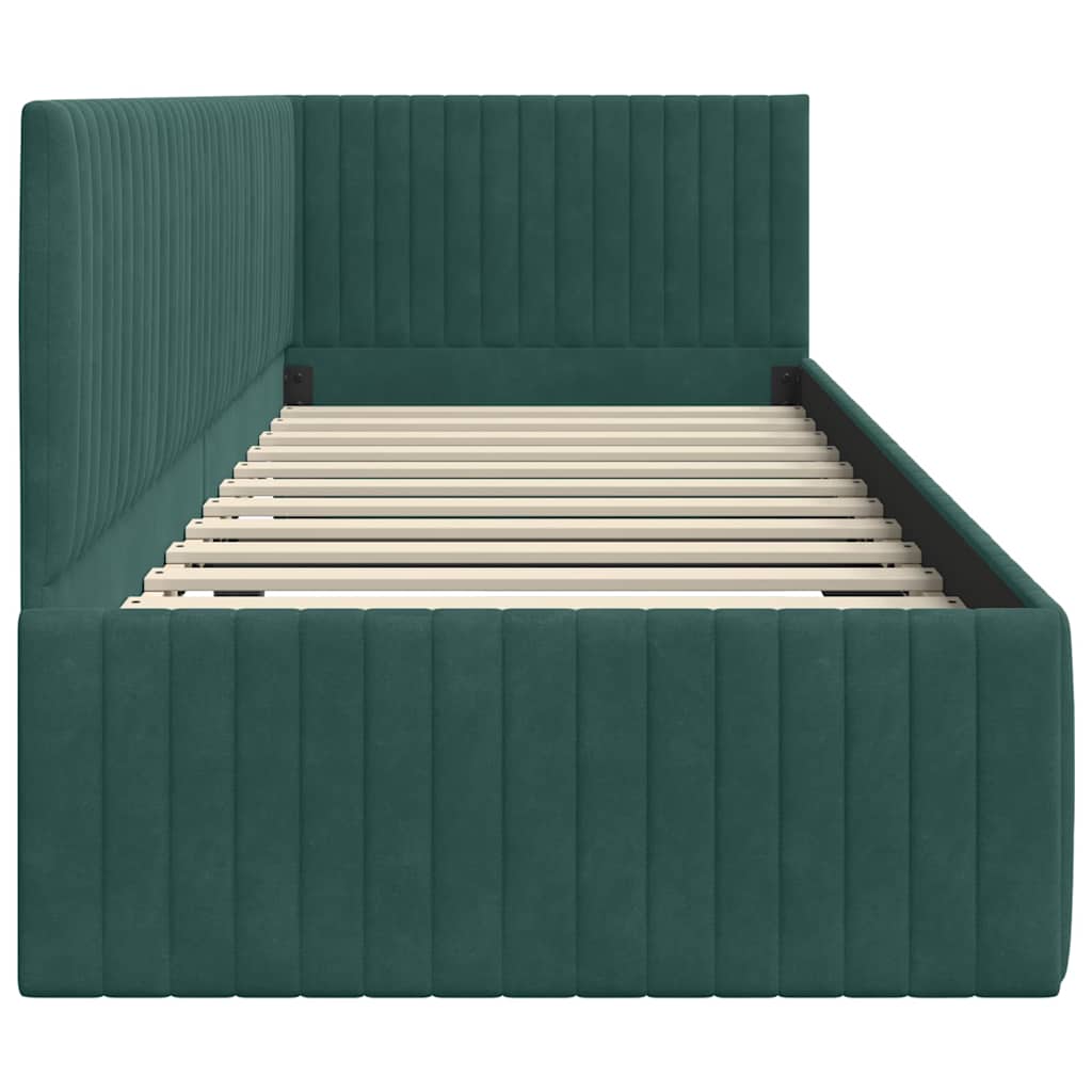 Corner Bed Frame with Headboard Dark green 80 x 200 cm Velvet