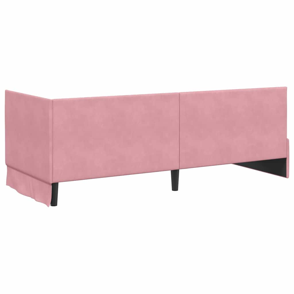 Corner Bed Frame with Headboard Pink 80 x 200 cm Velvet