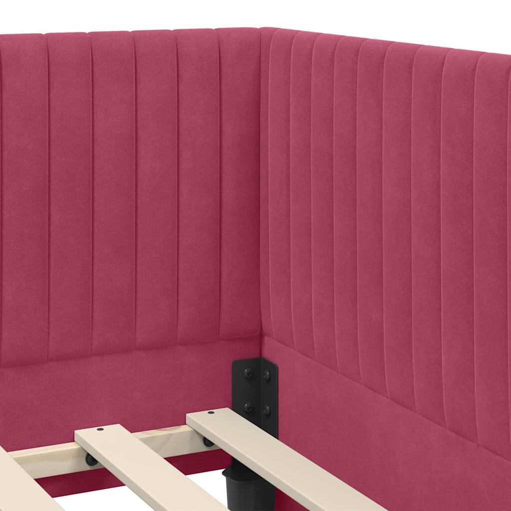 Corner Bed Frame with Headboard Wine red 80 x 200 cm Velvet