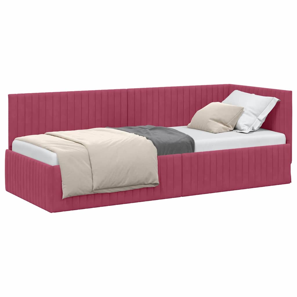 Corner Bed Frame with Headboard Wine red 80 x 200 cm Velvet