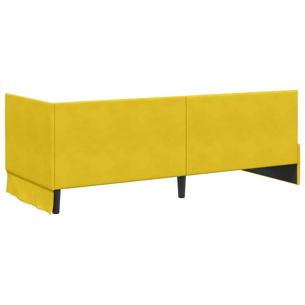 Corner Bed Frame with Headboard Yellow 80 x 200 cm Velvet