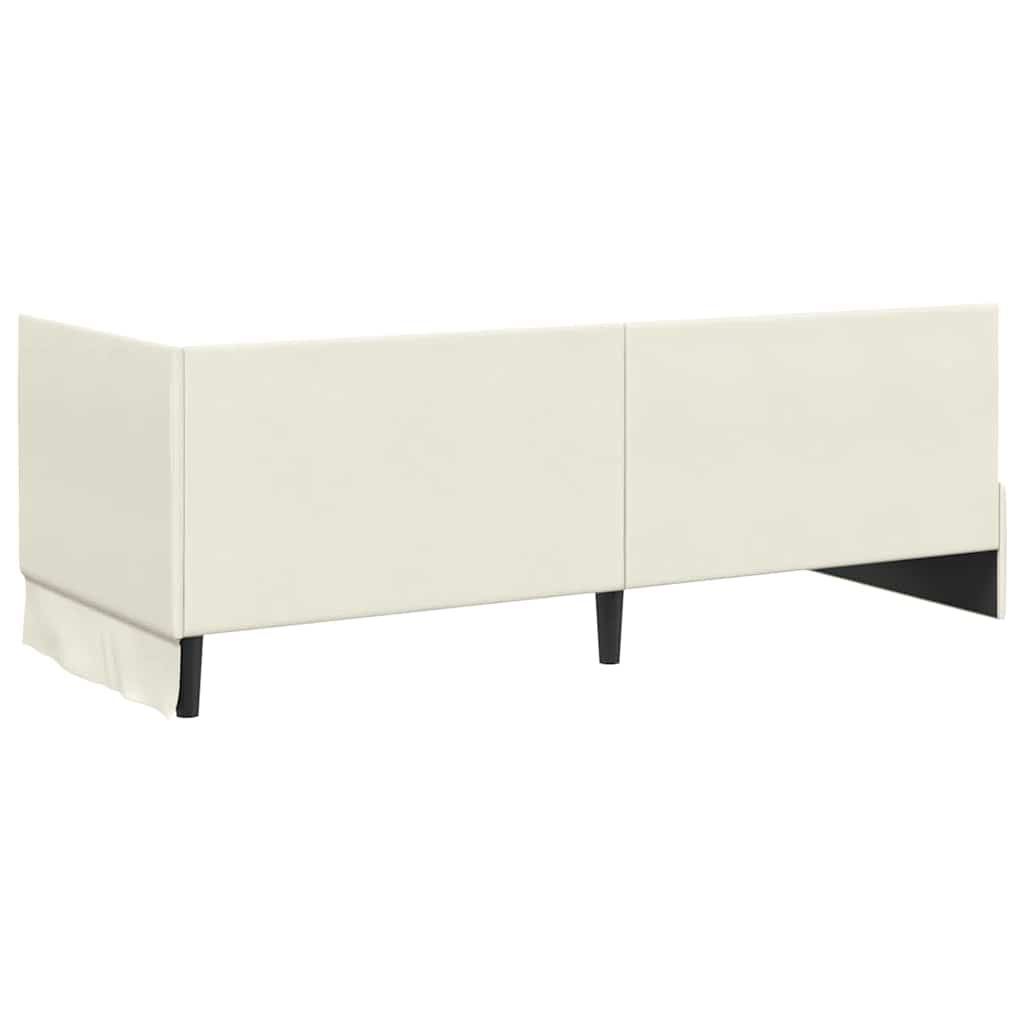 Corner Bed Frame with Headboard Cream 80 x 200 cm Velvet