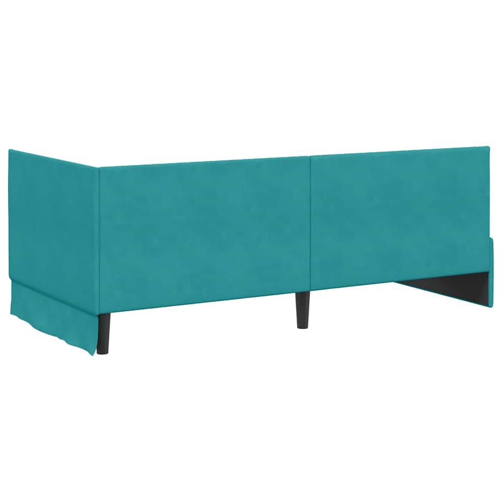 Corner Bed Frame with Headboard Turquoise 90 x 190 cm Velvet