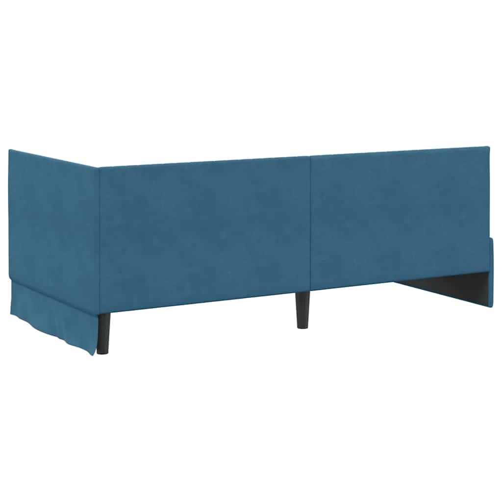Corner Bed Frame with Headboard Blue 90 x 200 cm Velvet