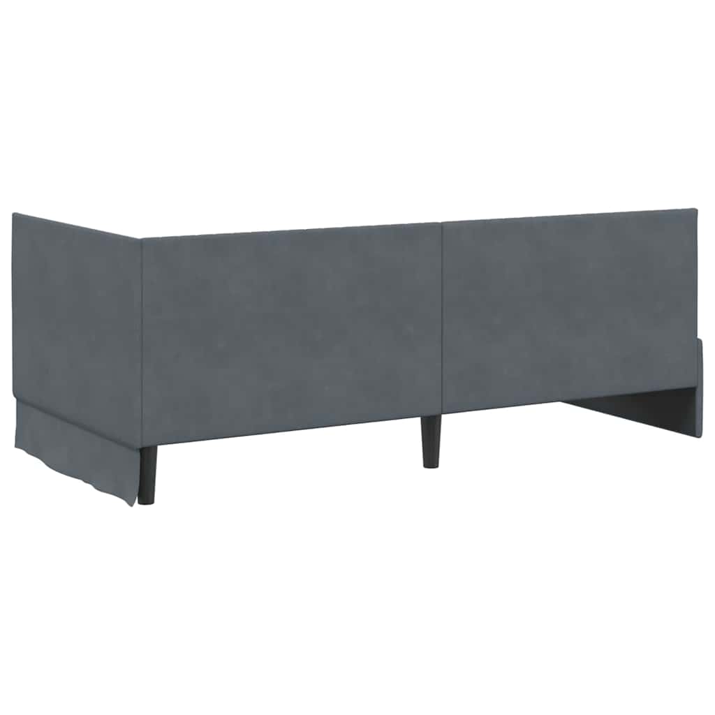 Corner Bed Frame with Headboard Dark grey 90 x 200 cm Velvet