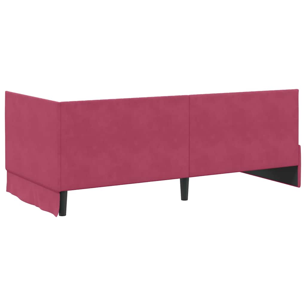 Corner Bed Frame with Headboard Wine red 90 x 200 cm Velvet