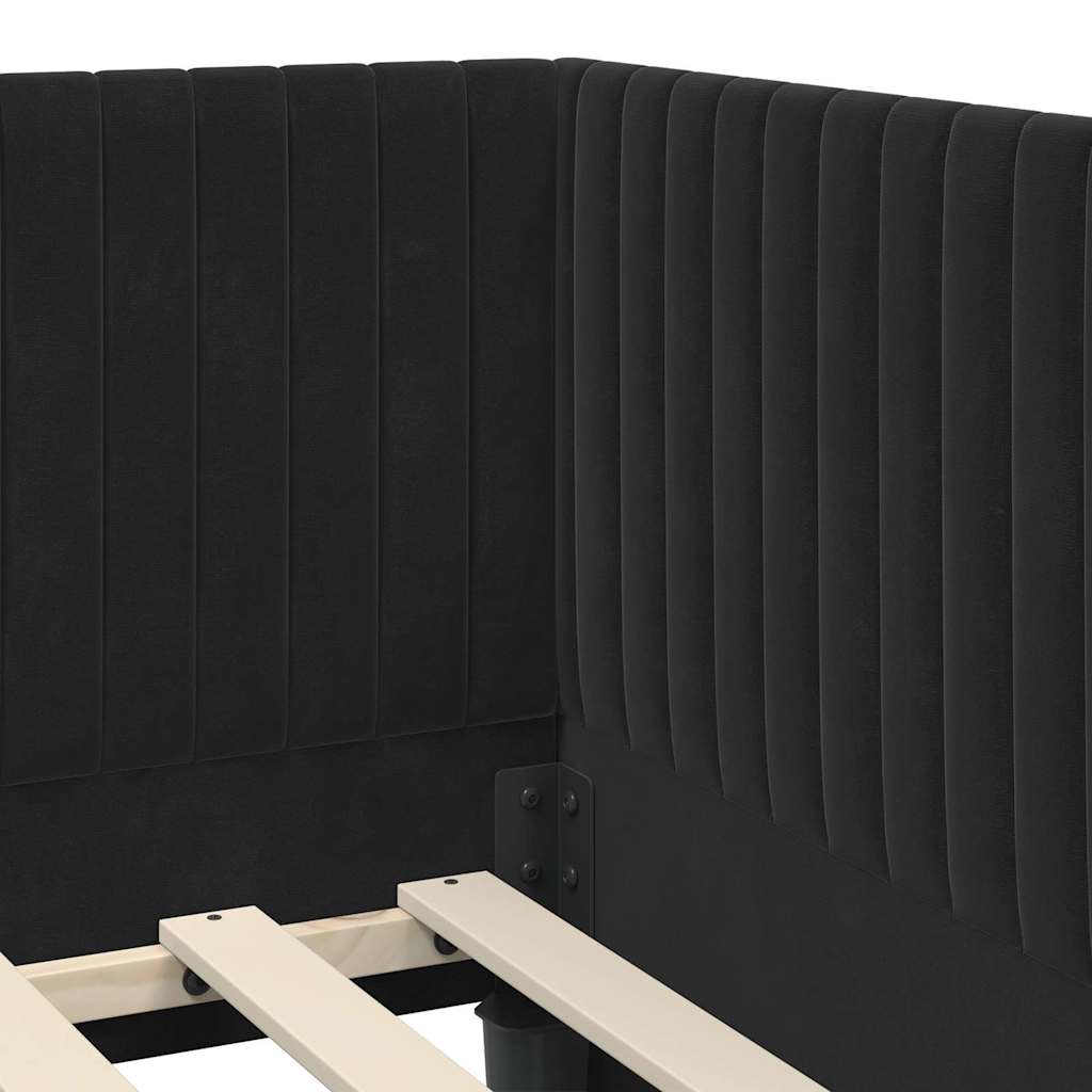 Corner Bed Frame with Headboard Black 90 x 200 cm Velvet
