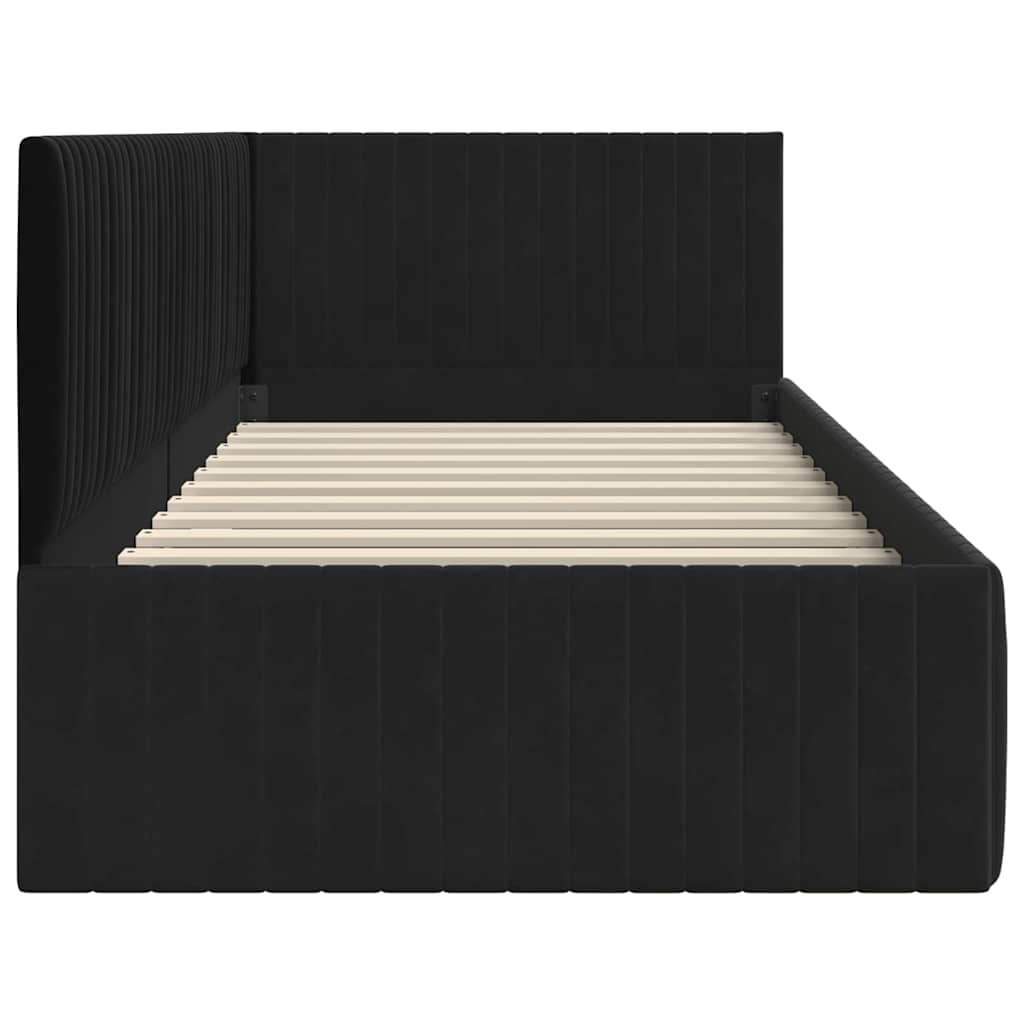 Corner Bed Frame with Headboard Black 90 x 200 cm Velvet