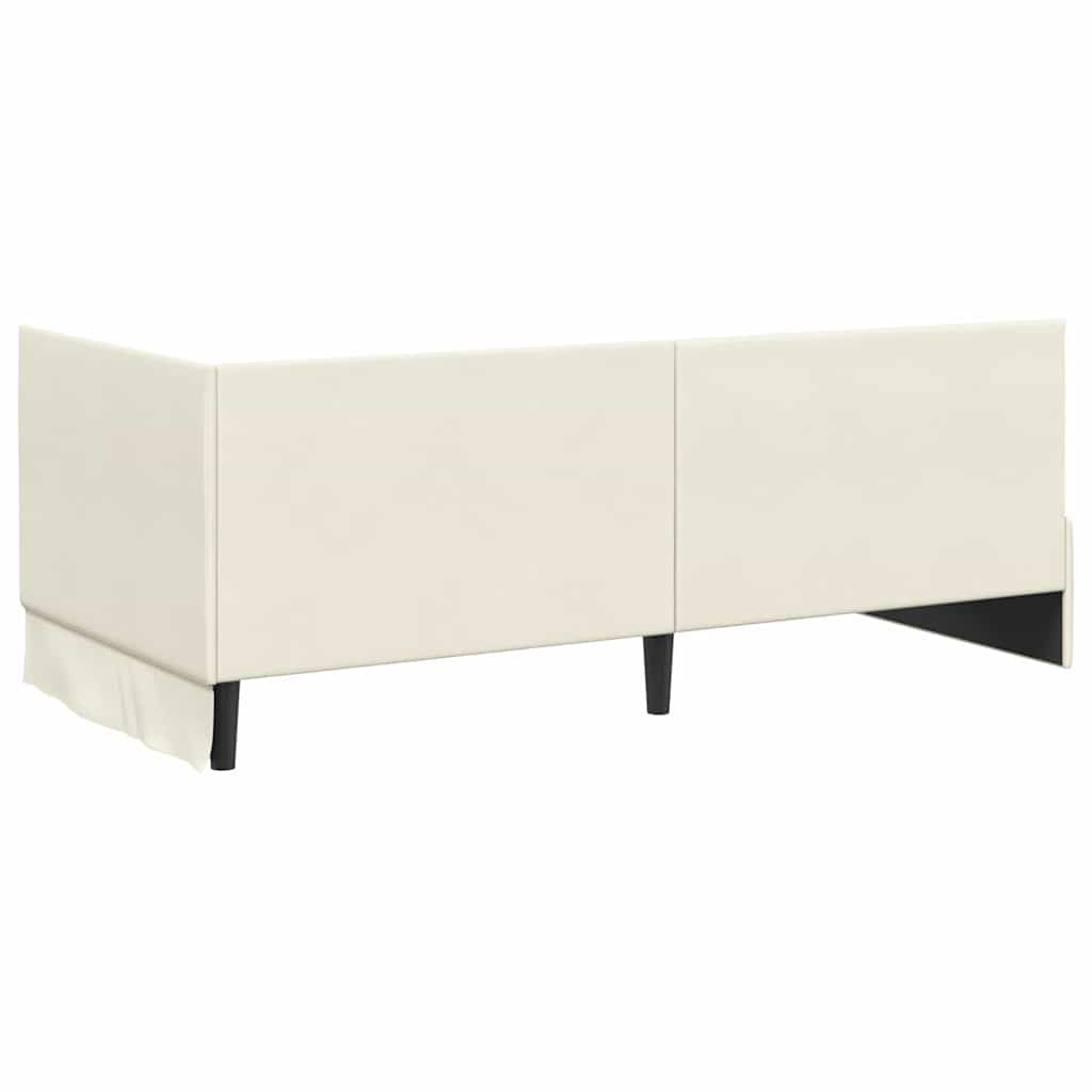 Corner Bed Frame with Headboard Cream 90 x 200 cm Velvet