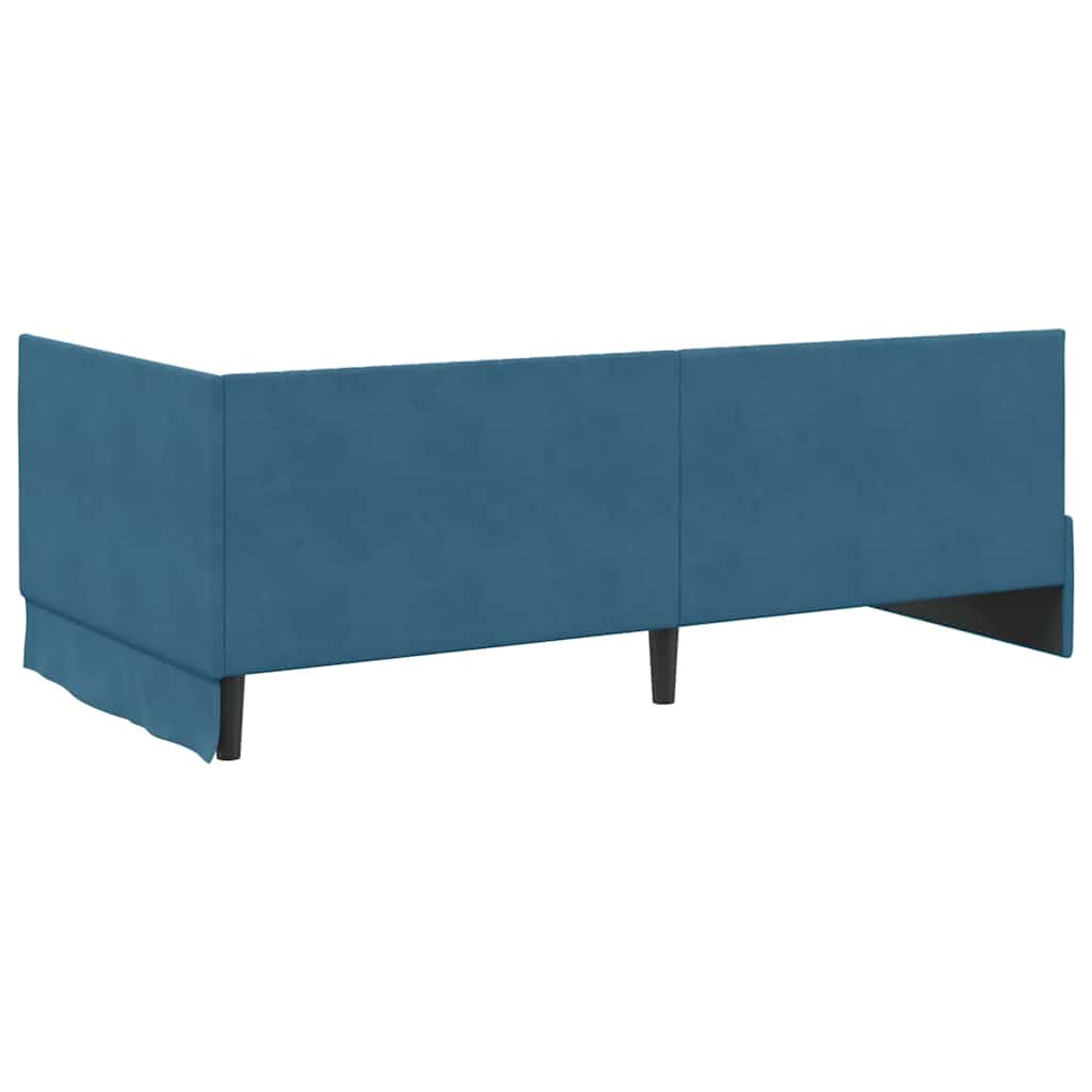 Corner Bed Frame with Headboard Blue 100 x 200 cm Velvet