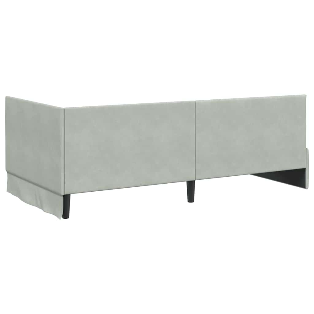 Corner Bed Frame with Headboard Light grey 100 x 200 cm Velvet