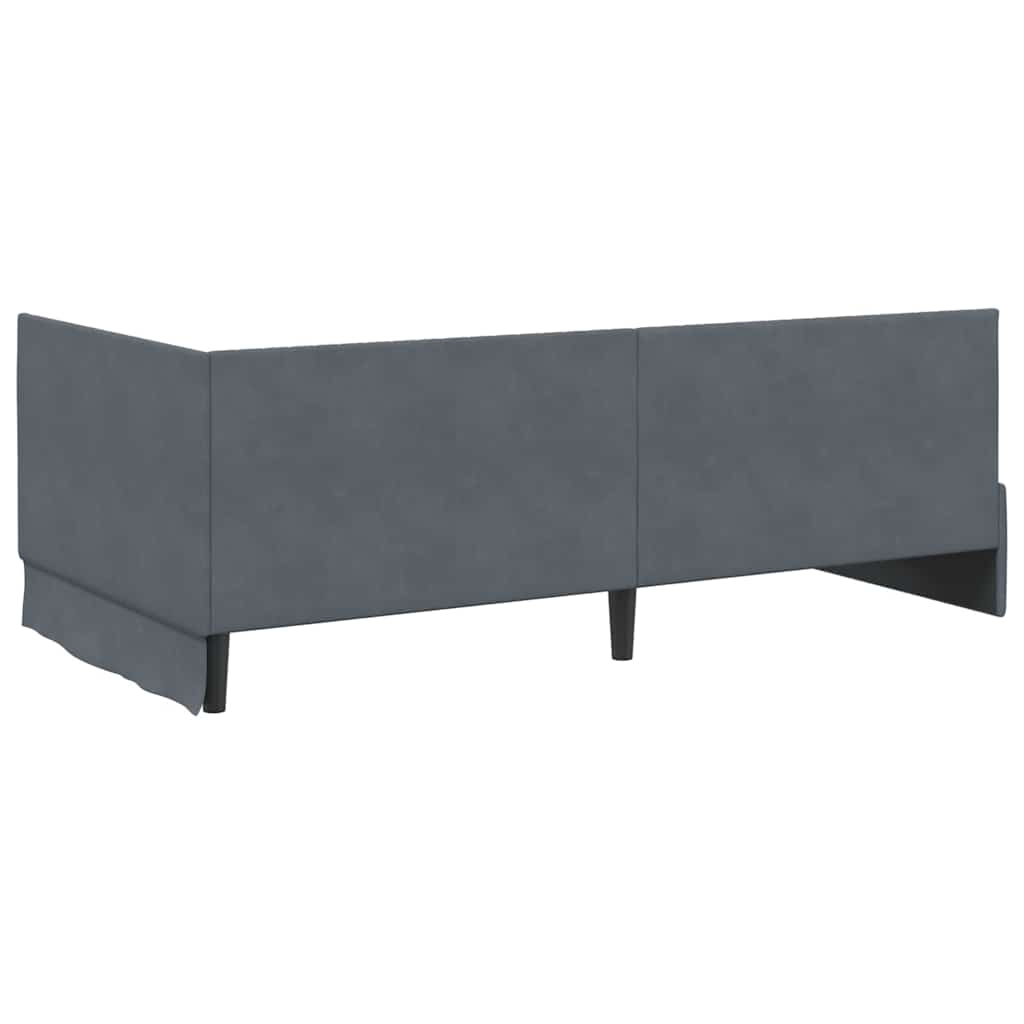 Corner Bed Frame with Headboard Dark grey 100 x 200 cm Velvet