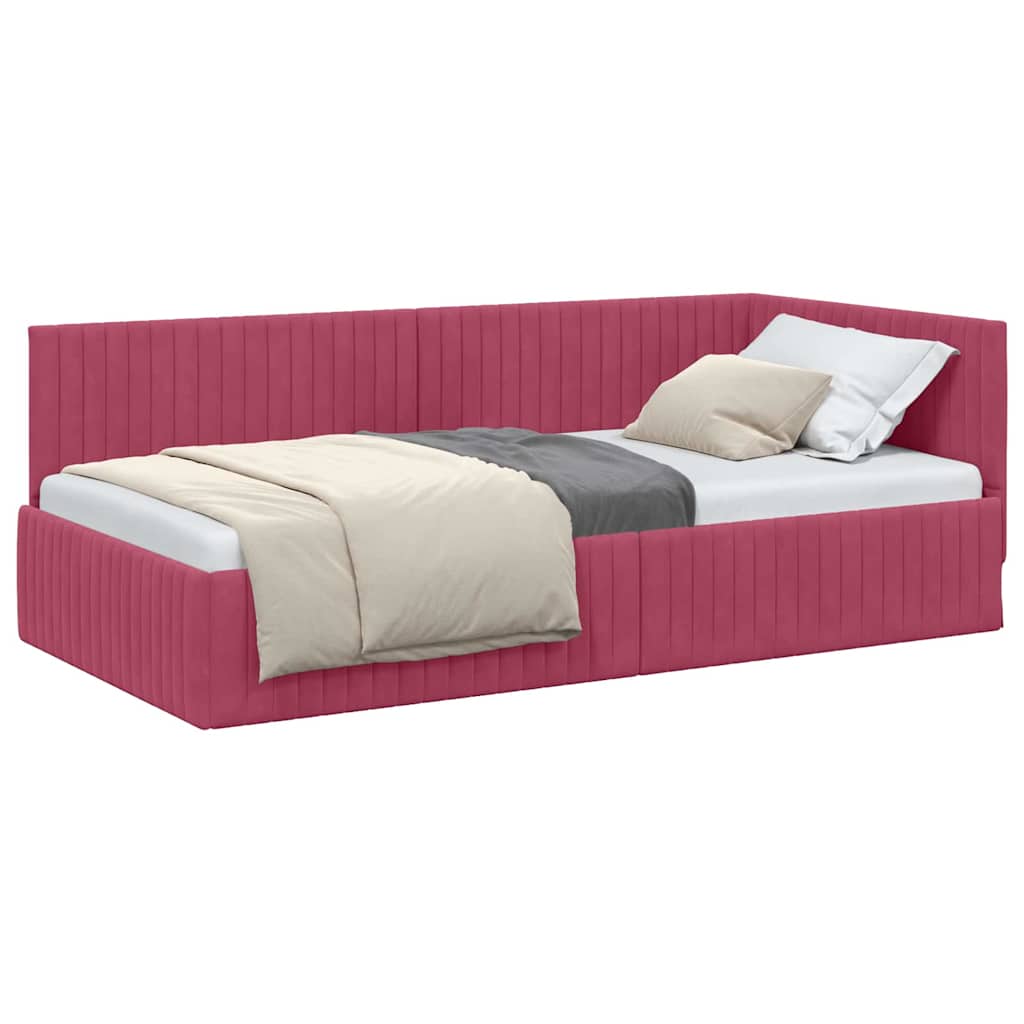 Corner Bed Frame with Headboard Wine red 100 x 200 cm Velvet