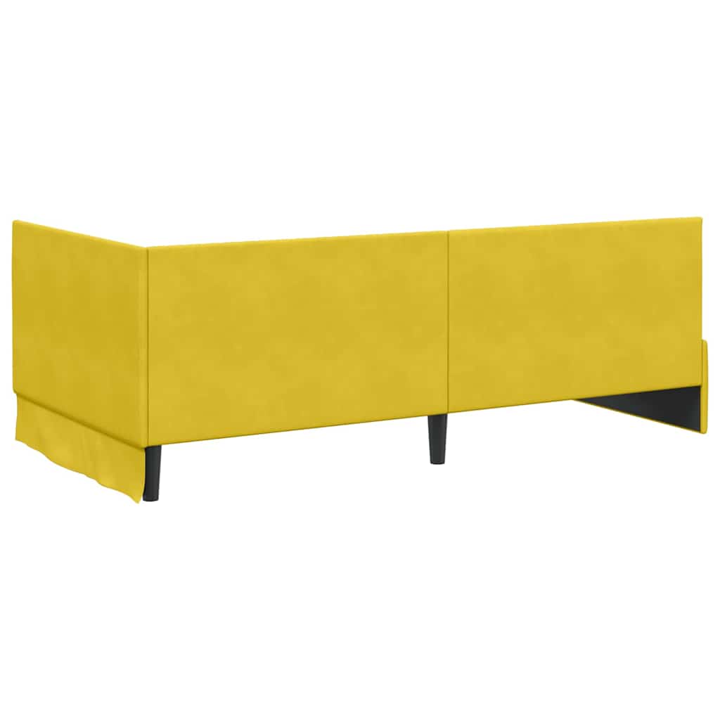 Corner Bed Frame with Headboard Yellow 100 x 200 cm Velvet
