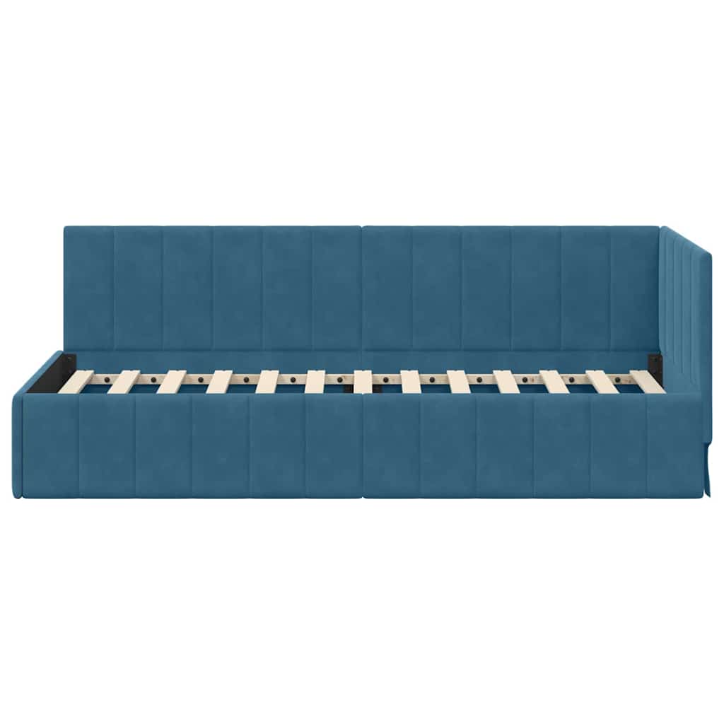 Corner Bed Frame with Headboard Blue 80 x 200 cm Velvet