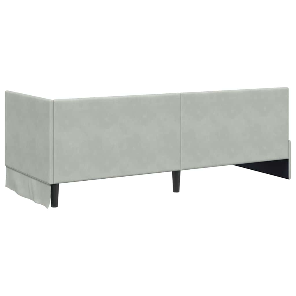 Corner Bed Frame with Headboard Light grey 80 x 200 cm Velvet