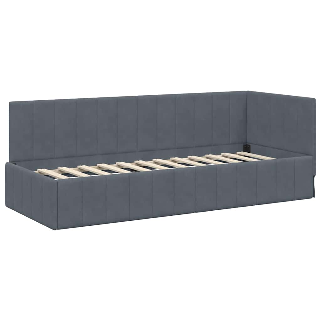 Corner Bed Frame with Headboard Dark grey 80 x 200 cm Velvet