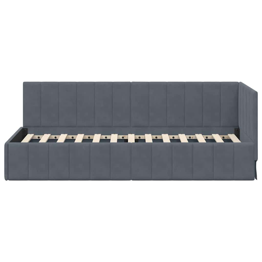 Corner Bed Frame with Headboard Dark grey 80 x 200 cm Velvet