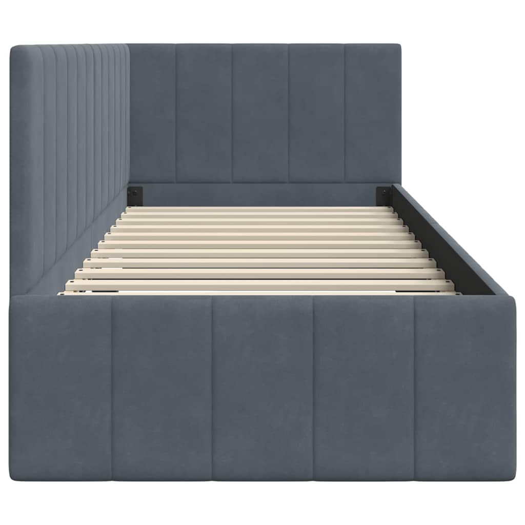 Corner Bed Frame with Headboard Dark grey 80 x 200 cm Velvet